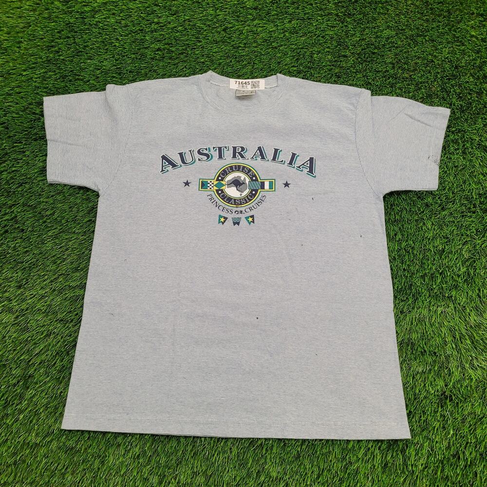 Vintage Australia Cruise Shirt Large 22x28 Blue Pinstripes USA
